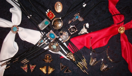 Old West Accessories, Neckerchiefs, Bolero Ties, Scraf Rings, Boot Tip Protectors, Heal Guards, Etc.